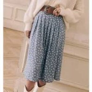 NWT Sezane Alicia - Mini Flowers on Blue